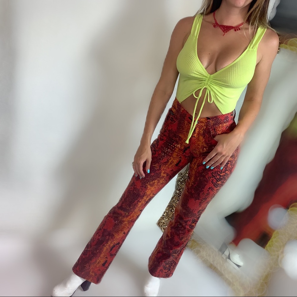 💥☄️Y2K Orange Snakeskin Pants☄️💥